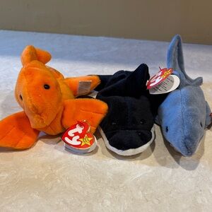 Ty Stuffed Animals - Orange, Black, and Gray